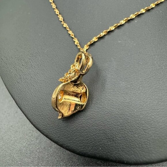 AVON Gold Plated Faux Pearl and Rhinestone Pendant Necklace - Picture 8 of 8